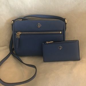 Kate Spade ♠️ Blue leather crossbody and wallet